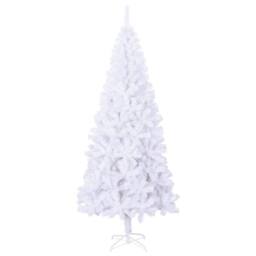 Berkfield Home Dense Artificial Christmas Tree with Steel Stand 210 cm 910 Branches in White - thumbnail 3