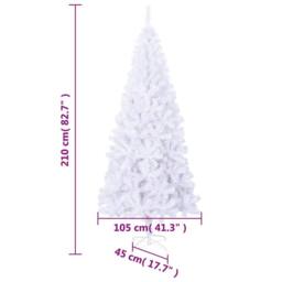 Berkfield Home Dense Artificial Christmas Tree with Steel Stand 210 cm 910 Branches in White - thumbnail 6