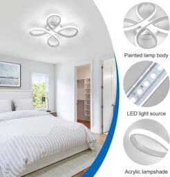 Goeco Modern LED Ceiling Light 30W Creative Flower Shape Silver 30cm 6500K - thumbnail 6