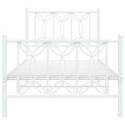 Berkfield Home Metal Bed Frame without Mattress with Footboard White 80x200cm - Size: 80x200 cm - thumbnail 4