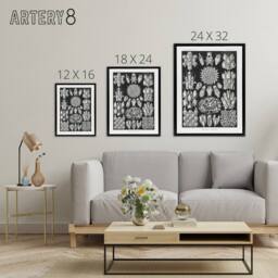 "Artery8 Bryozoa Aquatic invertebrates Haeckel Botanical Framed Canvas Wall Art in Black - Size: W24"" x H32""" - thumbnail 4