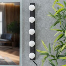 ValueLights Plug in Matt Black Hollywood Make Up Dressing Table Vanity Wall Light - Bulbs Included - thumbnail 3