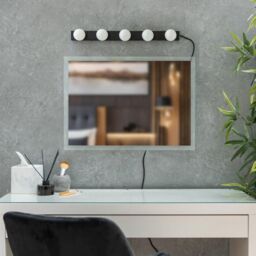 ValueLights Plug in Matt Black Hollywood Make Up Dressing Table Vanity Wall Light - Bulbs Included - thumbnail 1