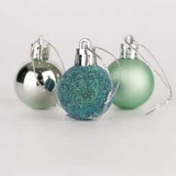 Shatchi 30mm/12Pcs Christmas Baubles Shatterproof Turquoise, Tree Decorations in Turquoise