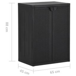 Berkfield Home Garden Storage Cabinet Black 65x45x88 cm PP Rattan - Size: 65 x 45 x 88 cm - thumbnail 8