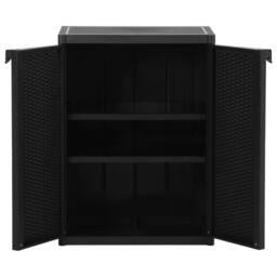 Berkfield Home Garden Storage Cabinet Black 65x45x88 cm PP Rattan - Size: 65 x 45 x 88 cm - thumbnail 4