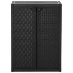 Berkfield Home Garden Storage Cabinet Black 65x45x88 cm PP Rattan - Size: 65 x 45 x 88 cm - thumbnail 3