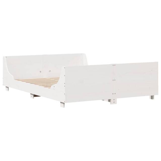 Berkfield Home Beautiful Bed Frame without Mattress White 135x190 cm Double Soli - image 1