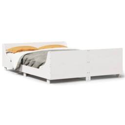 Berkfield Home Beautiful Bed Frame without Mattress White 135x190 cm Double Soli - thumbnail 3