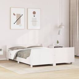 Berkfield Home Beautiful Bed Frame without Mattress White 135x190 cm Double Soli - thumbnail 2