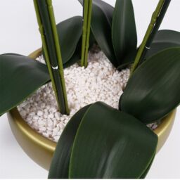 Leaf 60cm Orchid Artificial White Gold Ceramic Planter in Green - thumbnail 6