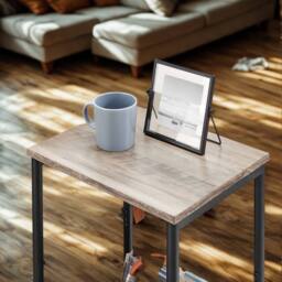 Pirlo Plush 2 Tier Side End Table With Steel Frame Greige in Grey - thumbnail 6