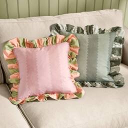 Wylder Birdie Stripe 100% Cotton Ruffle Cushion - Size: 45 cm x 45 cm - thumbnail 4