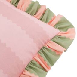 Wylder Birdie Stripe 100% Cotton Ruffle Cushion - Size: 45 cm x 45 cm - thumbnail 3