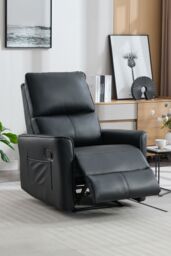 More4Homes Madrid Manual Air Leather Recliner Chair in Black - thumbnail 6