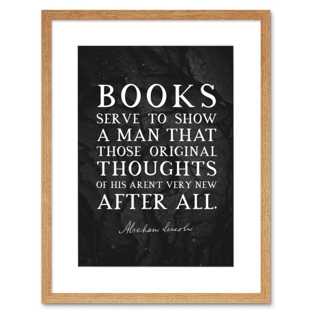 "Artery8 Wall Art Print Slate Quote Abraham Lincoln Books Thoughts Artwork Framed 9X7 Inch in Beige - Size: W7"" x H9""" - image 1