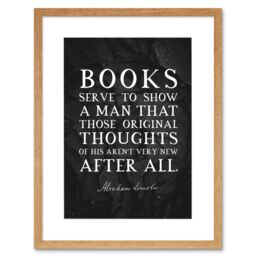 "Artery8 Wall Art Print Slate Quote Abraham Lincoln Books Thoughts Artwork Framed 9X7 Inch in Beige - Size: W7"" x H9""" - thumbnail 1
