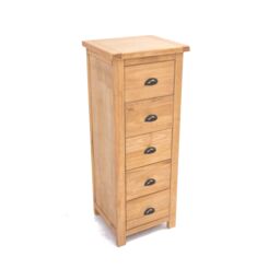 Cabinet Bits Lugo 5 Drawer Narrow Chest of Drawers Brass Cup Handle in Light Brown - thumbnail 3