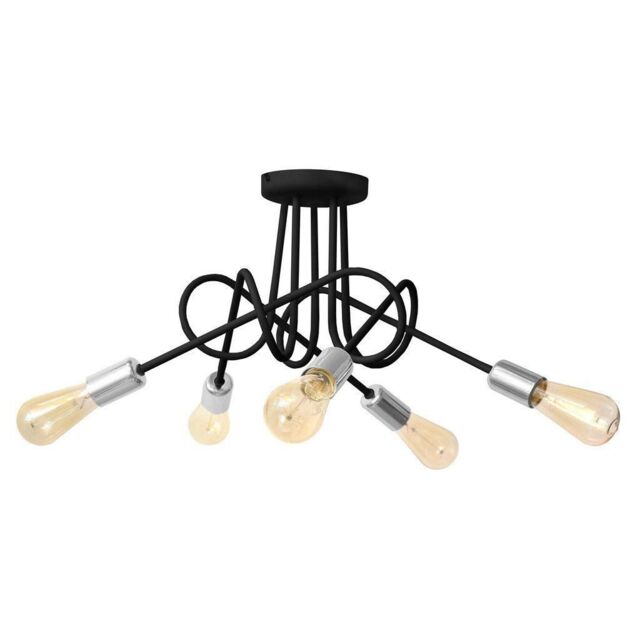 Netlighting Oxford Multi Arm Semi Flush Ceiling Light Black Chrome 50cm