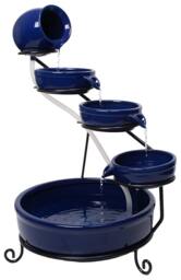 Primrose Blue Solar Ceramic Garden Water Feature Battery Backup Lights H55cm - thumbnail 1