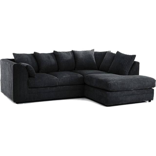 Bliss Furniture Jumbo Cord 4-Seater Right Hand Corner Sofa in Black Colour - Size: 4 Person - image 1