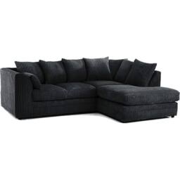 Bliss Furniture Jumbo Cord 4-Seater Right Hand Corner Sofa in Black Colour - Size: 4 Person - thumbnail 1