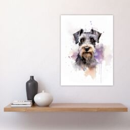 "Artery8 Wall Art Print Schnauzer Lovers Gift Watercolour Pet Portrait Painting Artwork Poster - Size: W18"" x H24""" - thumbnail 4