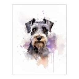 "Artery8 Wall Art Print Schnauzer Lovers Gift Watercolour Pet Portrait Painting Artwork Poster - Size: W18"" x H24""" - thumbnail 1
