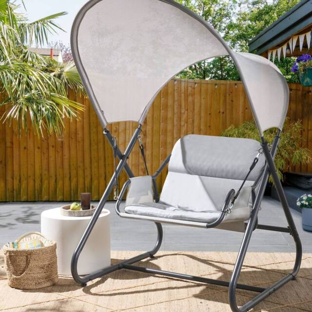 Wyld and Coco 1-Seater Patio Swing Grey Steel Frame - image 1