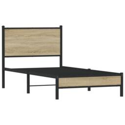 Berkfield Home Metal Bed Frame without Mattress Sonoma Oak 90x200 cm in Brown - thumbnail 3