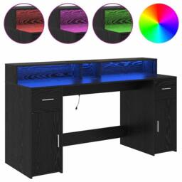 Berkfield Home Modern Desk Black Oak 160x55x91 cm Engineered Wood - Size: 160 x 55 x 91 cm - thumbnail 4
