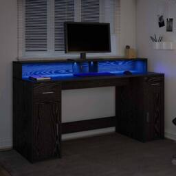 Berkfield Home Modern Desk Black Oak 160x55x91 cm Engineered Wood - Size: 160 x 55 x 91 cm - thumbnail 5