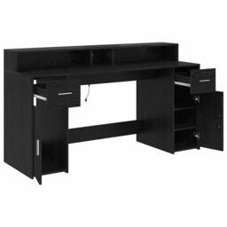 Berkfield Home Modern Desk Black Oak 160x55x91 cm Engineered Wood - Size: 160 x 55 x 91 cm - thumbnail 6