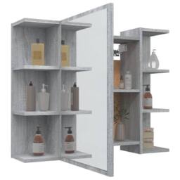 Berkfield Home Bathroom Mirror Cabinet Grey Sonoma 80x20.5x64cm Engineered Wood - Size: 80x20.5x64 cm - thumbnail 4