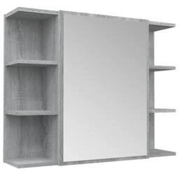Berkfield Home Bathroom Mirror Cabinet Grey Sonoma 80x20.5x64cm Engineered Wood - Size: 80x20.5x64 cm