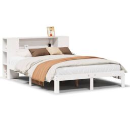 Berkfield Home Bookcase Bed without Mattress White 140x200cm Solid Wood Pine - Size: 140x200 cm - thumbnail 2