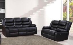 Furniture 786 Roma Leather Recliner 3 & 2 Seater Sofa Set in Black - thumbnail 2