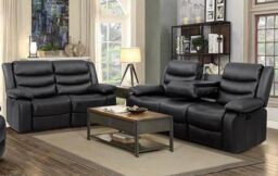 Furniture 786 Roma Leather Recliner 3 & 2 Seater Sofa Set in Black - thumbnail 5