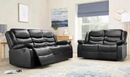 Furniture 786 Roma Leather Recliner 3 & 2 Seater Sofa Set in Black - thumbnail 6