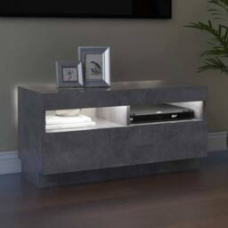 Berkfield Home TV Cabinet with LED Lights Concrete Grey 80x35x40 cm - Size: 80 x 35 x 40 cm - thumbnail 5