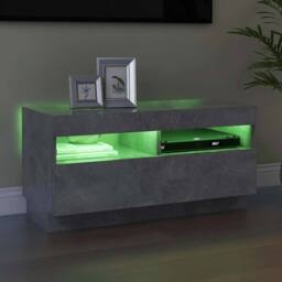 Berkfield Home TV Cabinet with LED Lights Concrete Grey 80x35x40 cm - Size: 80 x 35 x 40 cm - thumbnail 4
