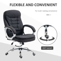 VINSETTO Office Chair Rock 360°Swivel Rolling Adjustable Height Lumbar Support in Black - thumbnail 6