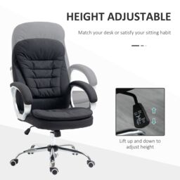 VINSETTO Office Chair Rock 360°Swivel Rolling Adjustable Height Lumbar Support in Black - thumbnail 4