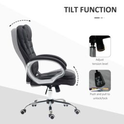 VINSETTO Office Chair Rock 360°Swivel Rolling Adjustable Height Lumbar Support in Black - thumbnail 5
