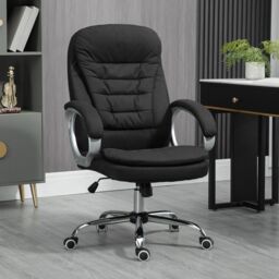VINSETTO Office Chair Rock 360°Swivel Rolling Adjustable Height Lumbar Support in Black - thumbnail 1