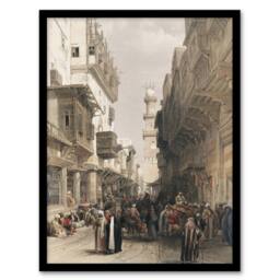 Artery8 Mosque El Mooristan Cairo D. Roberts Vintage Framed Wall Art Print in Brown - Size: A4 - thumbnail 1