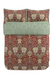 Morris & Co 'Honeysuckle & Tulip' Cotton Cushion in Dark Red - thumbnail 3