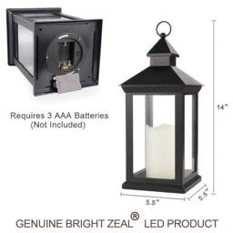 Bright Zeal Set of 2 Gold Metal Decorative Candle Lanterns with Glass Panels in Black - thumbnail 5