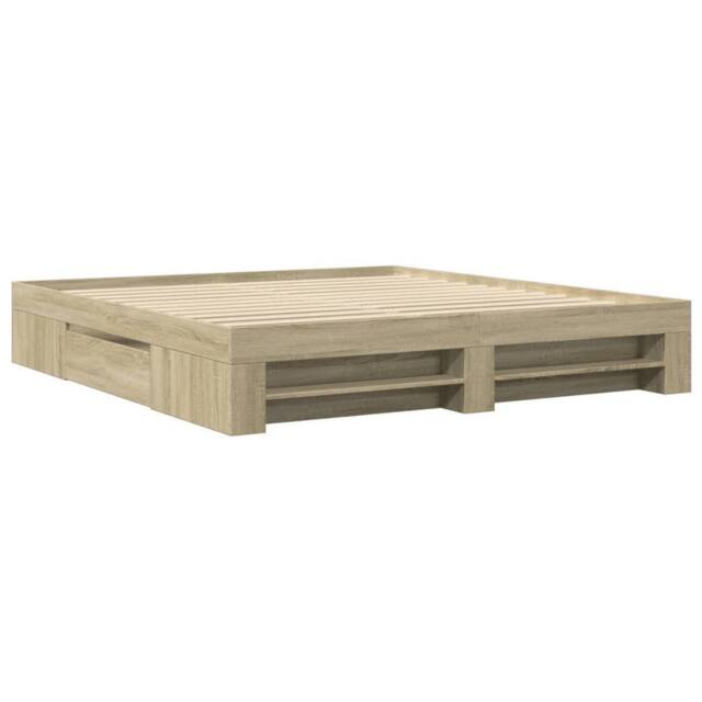 Berkfield Home Durable Bed Frame Frame Sonoma Oak 180x200 cm Super King Wood in Light Oak - image 1