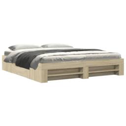 Berkfield Home Durable Bed Frame Frame Sonoma Oak 180x200 cm Super King Wood in Light Oak - thumbnail 3